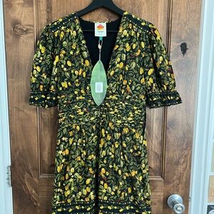 FARM Rio Black Star Fruit & Leaf Print Mini Dress